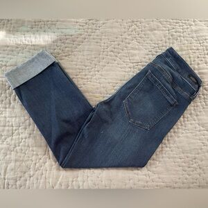 Liverpool Crop Dark Cuffed Slim Denim Jeans Sz 27/4 Petite Cotton Viscose Blend
